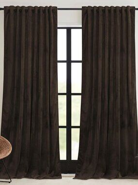 RYB HOME Brown Blackout Curtains 96 inches Long Velvet, Room Darkening Thermal I